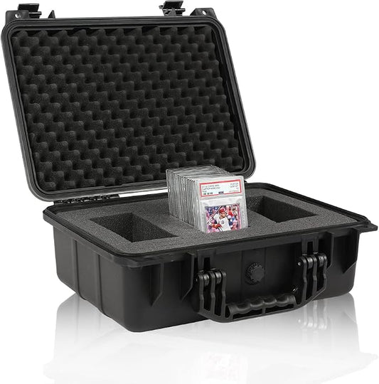 CROSSDESIGN Storage Box for Collectible Cards, Tools, Screws, Craft Supplies DIY Adjustable Organizer Box with Removable Dividers & Protective Foam, Lightweight Stackable Storage Container Black