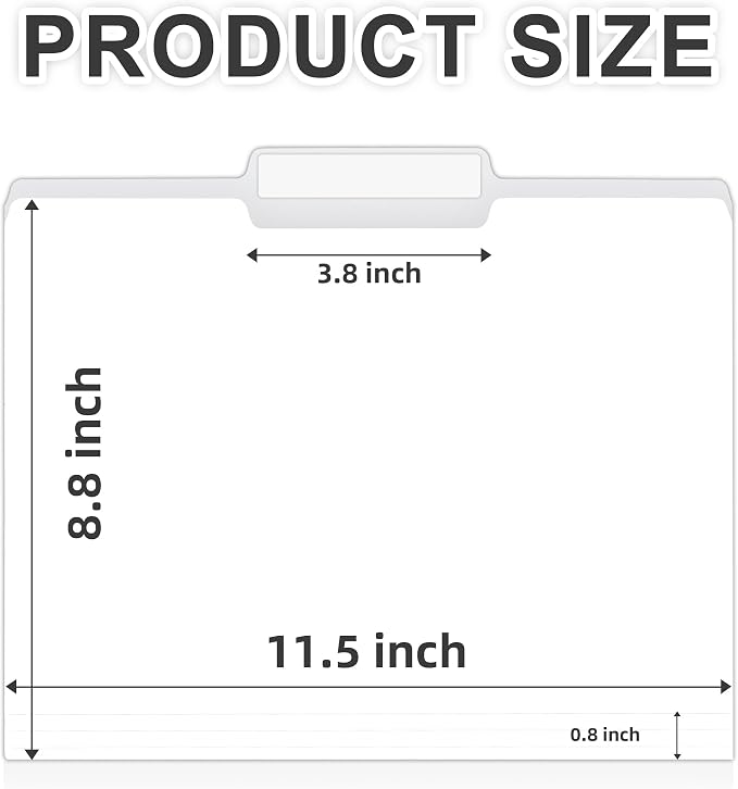100 Packs White File Folder,Paper File Folders Letter Size,1/3-Cut Tabs,8.5x11 Manilla File Folders for Office Filing,School Projects and Home,Organizer Documents