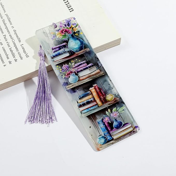Colorful Art Flower Bookshelf Bookmark - Romantic Artsy Vibe Bookmarks, Perfect Reading Gift for Book Lovers, Bookworms and Friends (2pcs/Set A)
