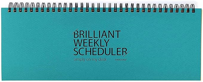 PAPERIAN Brilliant 2021 Blue Wirebound Undated Weekly Planner Pad Scheduler (12 x 4.4 inches)
