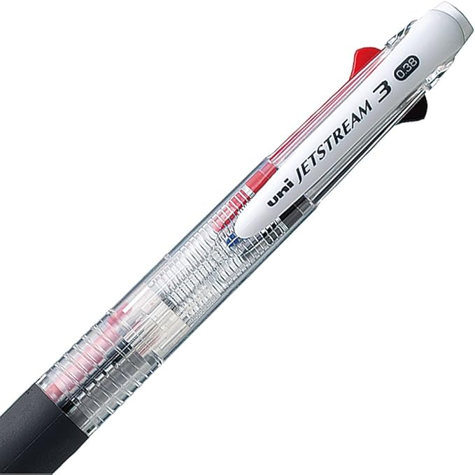 Uni Ballpoint Pen Jetstream 3 Color Black, Red, Blue Ink 0.38mm, Transparent (SXE340038.T)