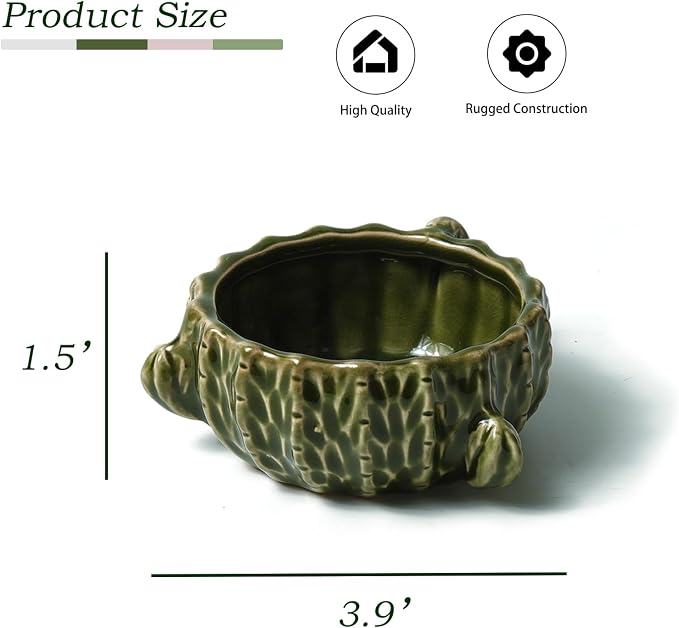 Ceramic Paper Clip Holder, 2 Pcs Green Cactus-Shaped Binder Clip Box Cute Office Decor Supplies for Desk Organizer (Cactus Green)