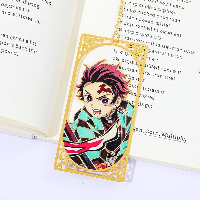 Demon Kamado Bookmark Page Mark, Anime Tanjiron Zenitsu Giyuu Kyoujurou Figure Reading Tool, Stationery Gifts for Reading Lovers Bookworm (Style B)