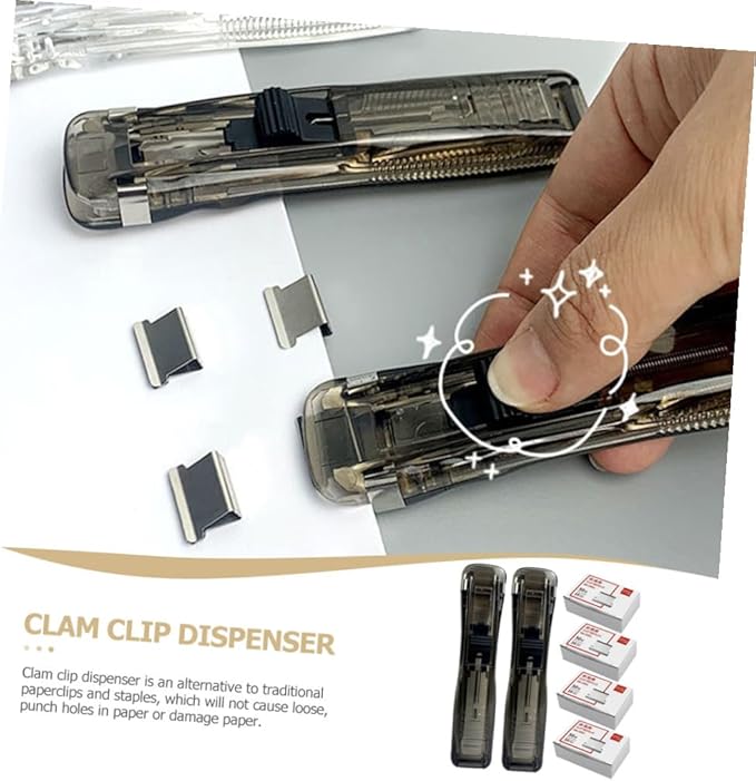 Abaodam Reusable Desktop Stapler with 2 Black Mini Staplers and 200 Refill Staples, Portable Paper Fastener Clip Dispenser for Office, Classroom, and Document Binding