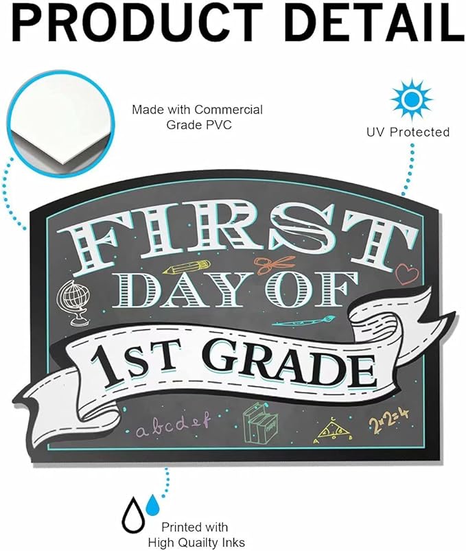 AAROENLYS Wood Signs First Day of School Chalkboard Style Sign Board Plaque Back to School Sign Photo Props for Kids/Girls/Boys Preschool Kindergarten 1st Grade 10x 15