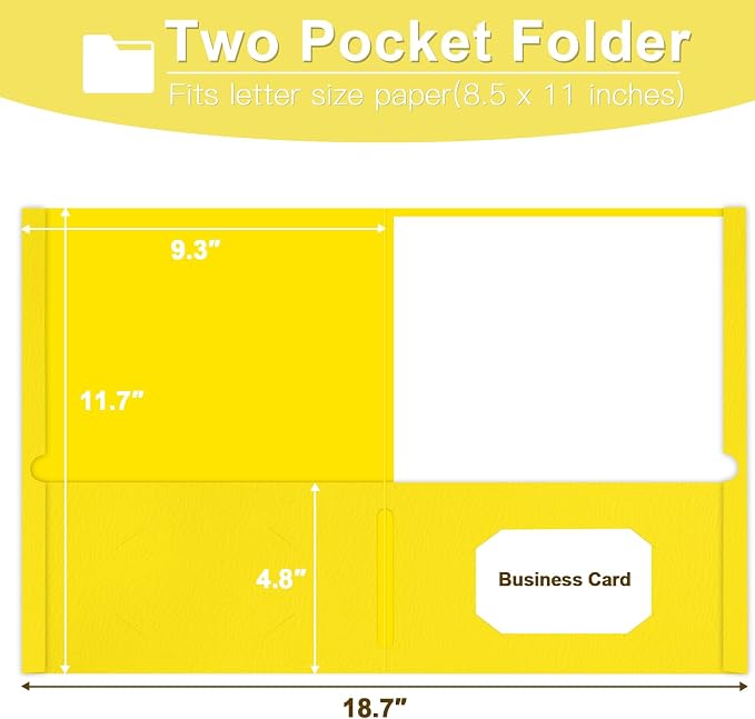 Folders with Pockets, LAYZZ 60 Pack Paper Pocket Folders, 2 Pocket File folders Fits Letter Size Paper, for School Office and Home (Yellow)