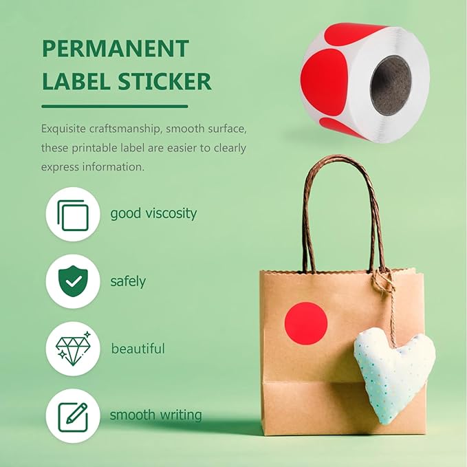 Lurrose 1roll Printable Thermal Label Stickers Self-Adhesive for Inventory Organization and to Write Scan and Use