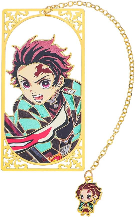 Demon Kamado Bookmark Page Mark, Anime Tanjiron Zenitsu Giyuu Kyoujurou Figure Reading Tool, Stationery Gifts for Reading Lovers Bookworm (Style B)