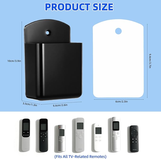 Leinuosen 6 Pcs Remote Control Holder Wall Mount Self Adhesive TV Controller Holder Black TV Remote Organizer Wall Pen Organizer for Home Office School Storage Accessories