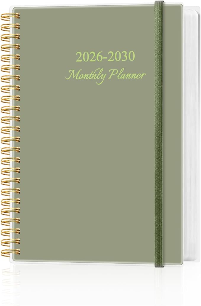 2026-2030 Monthly Planner - 57 Month PLanner Calendar from April 2026 to December 2030, 5 Year Planner 2026-2030 with Flexible Cover, Inner Pocket, Perfect for Home | School | Office, 5.8" x 8.5", Green