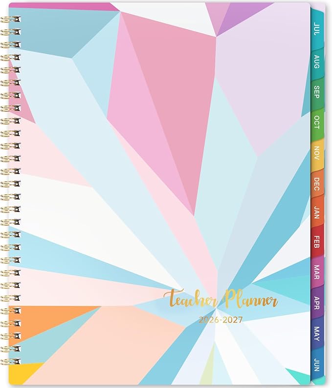 Teacher Planner 2026-2027 - Teacher Lesson Planner 2026-2027, 9" x 11", Jul.2026 - Jun.2027, Weekly & Monthly Lesson Plan Book for Teachers with Back pocket, Colorful Tabs - Blue-purple