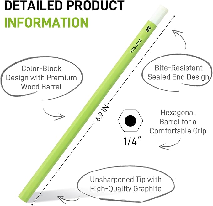 M&G Wood-Cased HB Thick Core Pencils, 30 Count Green Barrel Black Wood, Hexagonal Bulk Pencils for School or Office, Unsharpened, No Eraser, Anti-Bite Tip, for Writing, Drawing, Sketching