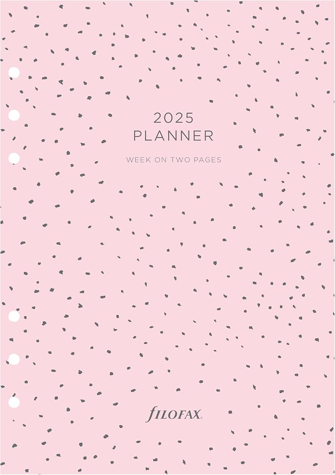 Filofax Calendar Diary Refill, A5 Size, Week-to-View, Confetti Minimal Diary Pack, Multilingual: Five Languages, 2025 (C68591-25)