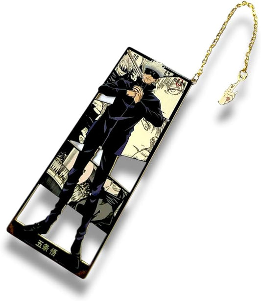 Anime Bookmark Gojo Satoru Metal Bookmark with Chain Japanese Style Manga Accessories Otaku Collectible Reading Gift Anime Gifts Gojo Gifts Book Lover Present Japanese Anime Merch (Sensei)