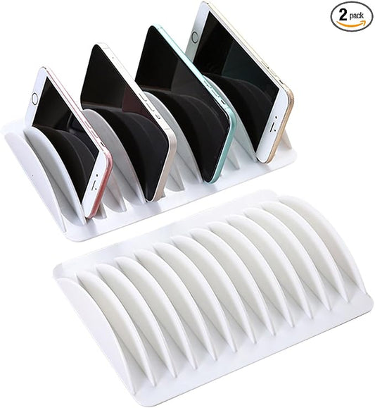 SnowTing 2 PCS Cell Phone Holder for Classroom, 24 Grids Multifunctional Desktop Phone Organizer for Office School Classroom, White