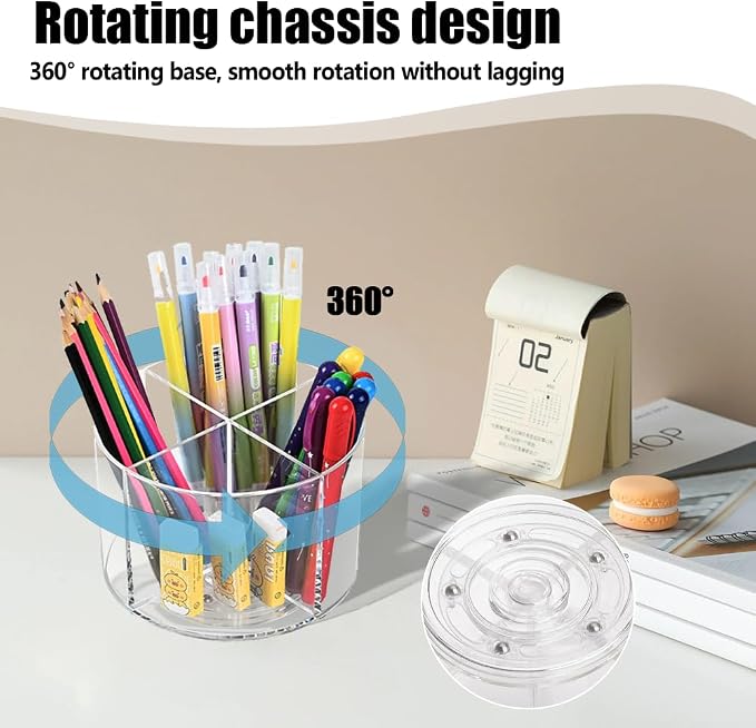 Drinks Packet Organizer,Acrylic Clear 360°Rotating Storage 4 Compartments for Small-Packaged Beverages Office Supplies