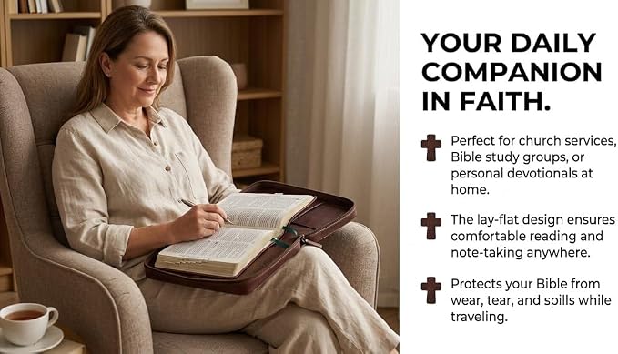 KREDOS Premium Bible Cover - Vintage Crazy Horse Style PU Leather Case for Men & Women - Large Minimalist Bible Holder & Christian Gifts - Fits Study Accessories, Notebook, Markers & Highlighters