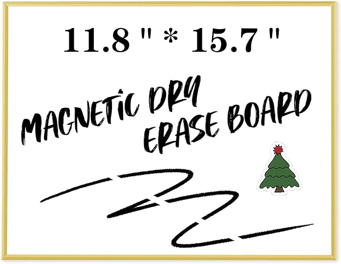 Dry Erase White Board, 12"x 16" Gold Aluminum Frame Magnetic Whiteboard for Wall Office/School/Home, Hanging Board for Decoration/Planning/Kitchen Grocery List/Drawing/Memo（BB-Gold-3040）