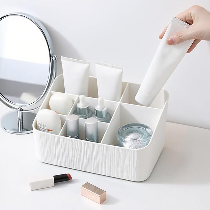 Desk Organizer with 7 Compartments Nightstand Organizer & Bedside Organizer for Dorm, Office Desk, Pen, Pencil, Remote Control Holder, Skincare & Stationary