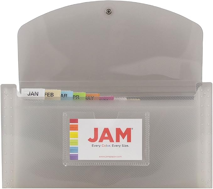 JAM PAPER Accordion Folders - 13 Pocket Plastic Expanding File - Check Size - 5 x 10 1/2 - Smoke Grey - 2/Pack
