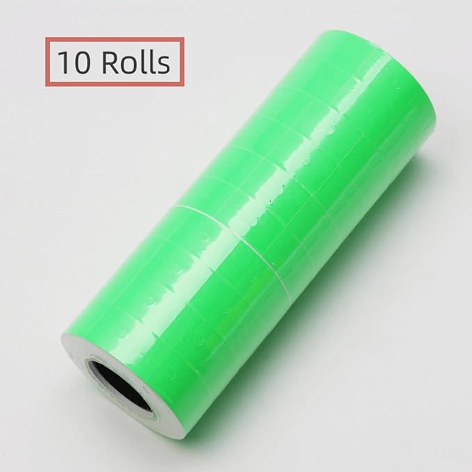 10 Rolls Labels Paper Suitable for MX-6600, MX-6602, YH-689 Price tag 2-line Marking Gun Pricemarker Labels (Without Gun (Green)