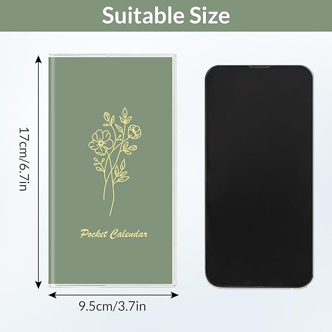 KONVINIT Pocket Calendar 2025-2027, Pocket Planner 2026-3.7" x 6.7" - Runs from July 2025 Until December 2027, Monthly Planner 2025-2027 with PVC Cover for Planning, Green