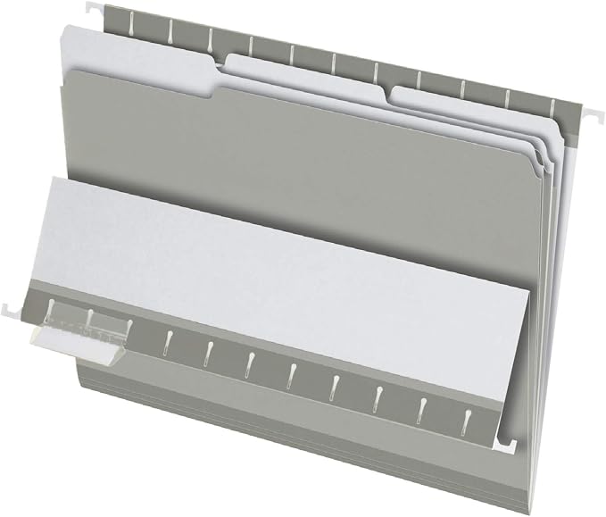 Pendaflex Interior File Folders, 1/3 Cut, Top Tab, Letter Size, Gray, 100 per Box (4210 1/3 GRA)