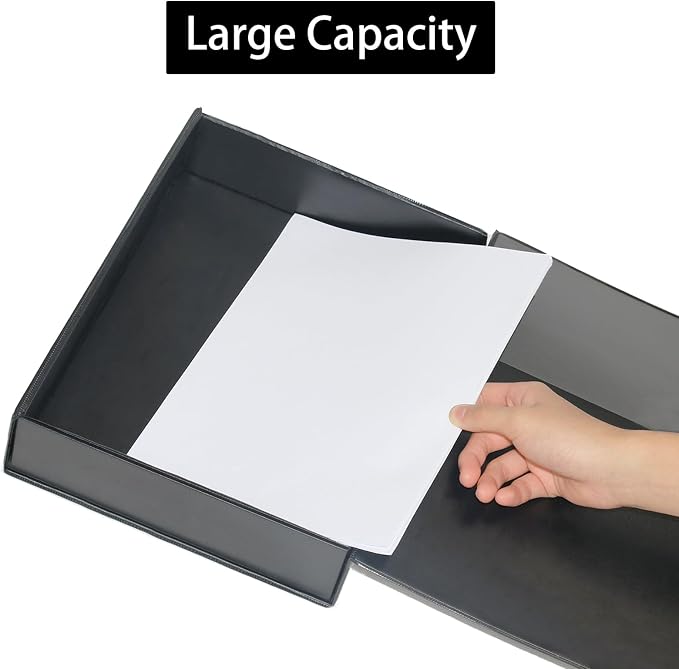 6 Pack Foldable A4 Box Files,Plastic Archive Folders,65mm Spine, Document Box for Office（Black）