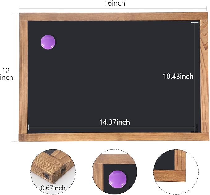 KOOLDE Magnetic Chalkboard 12'' x 16'' Hanging Framed Wall Chalkboard, Wood Frame Board Sign Blackboard for Home, Office, School, Restaurant