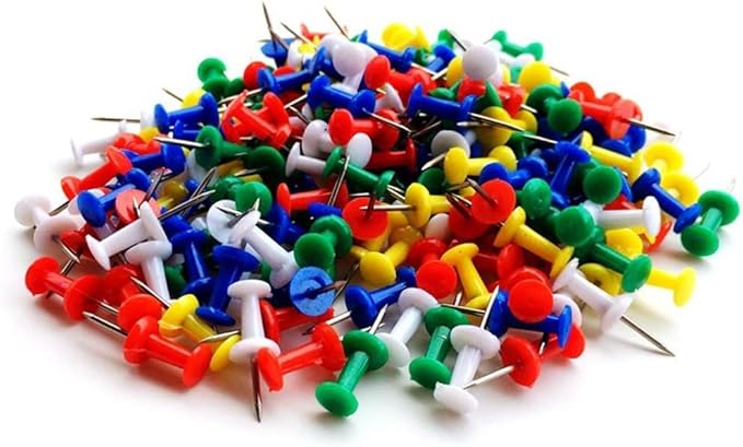 100 Pcs Colourful Reusable Plastic Push Pins Map Drawing Push Pins for Home Office Craft Projects Nice and Clever, Tape, Adhesives and Fasteners