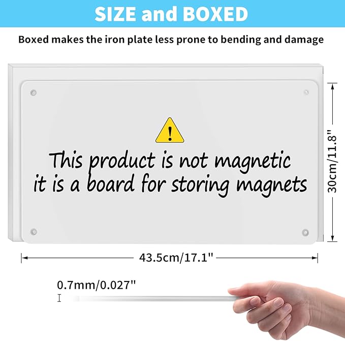17.7" x 11.8" 2 Pack White Metal Magnetic Board - Magnet Bulletin Board to Display Magnetic Letters Numbers Animal, Poetry, Spice Jars, Notes, Photos, Suitable for Wall, Refrigerator, Cubicle