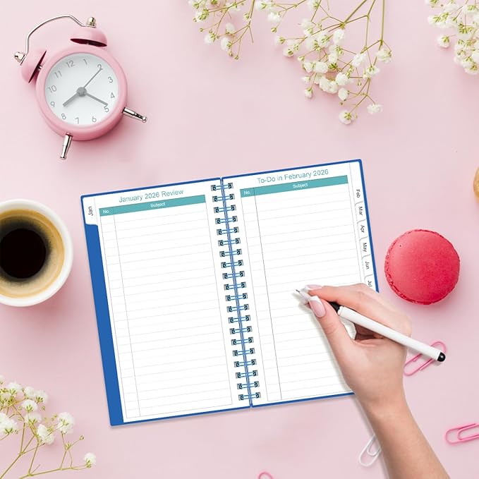 2026-2027 Monthly Planner - January 2026 - June 2027, Two Pages Per Month, 18 Monthly Calendar/Planner with Tabs, Strong Twin-Wire Binding, Inner Pocket, 3.75" x 6.5", Blue