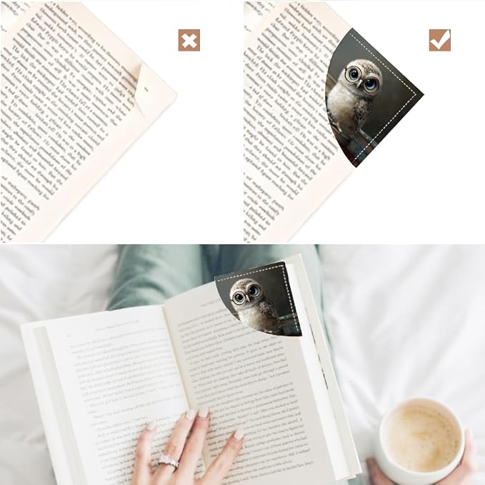 2PCS PU Leather Bookmarks 3.5x3.5 Inch Owl with Glasses Book Design | PU leather bookmarks for books with cute owl glasses design for classroom reading, library study, young readers and teachers.