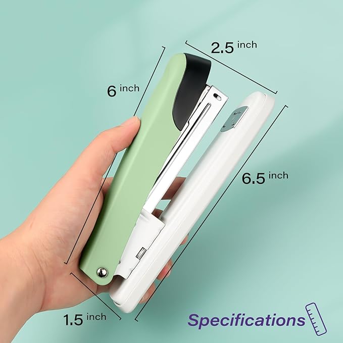 Metal Stapler, 6.5-Inch Desktop Stapler, 25 Sheet Capacity, Includes 1000 Staples for Office Durable Use (1, Powder)