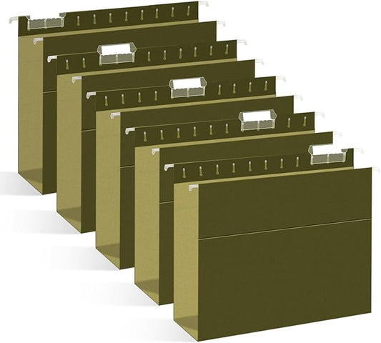 Extra Capacity Hanging File Folders, RAZCC 30 Pack Letter Size Reinforced Hanging Folders with Heavy Duty 3 Inch Expansion for Bulky Files, Filing Cabinet, Adjustable Tabs, Green