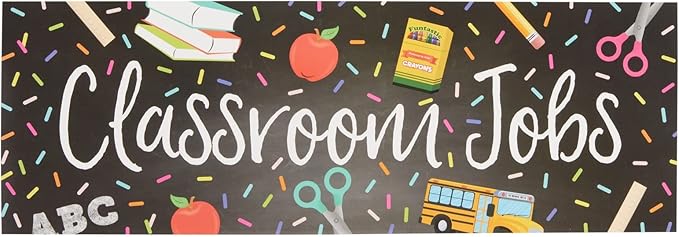 67-Piece Bright Classroom Job Chart Set with Name Tags for Bulletin Board, Chalkboard Decorations, Teacher Supplies, Classroom Teaching Tool, Kids Education (16 Assorted Signs)