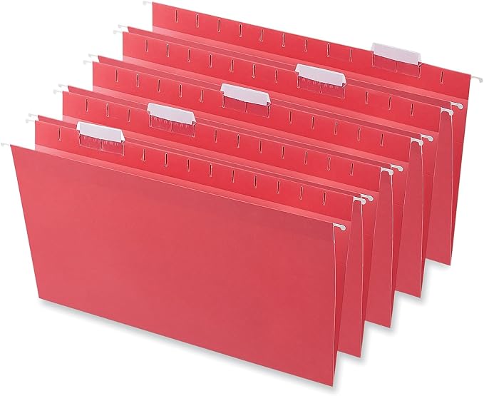 Universal 14218 Hanging File Folders, 1/5 Tab, 11 Point Stock, Legal, Red, 25/Box