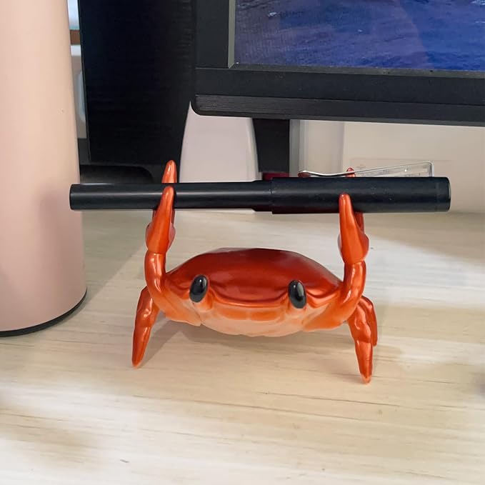 1Pcs Weightlifting Crab Pen Holder Funny Crab Pen Holder for Storage Office Desk Display Decorations (Red)