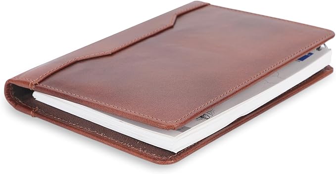Leather Junior Padfolio 5x8 – Refillable Notepad Holder, Slim Business Portfolio Organizer, Compact Writing Pad Cover for Professionals, Men & Women (Wine)