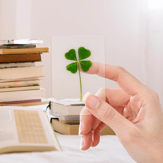 Real Four Leaf Clover Bookmark, Elegant 4 Leaf Clover Charm, Perfect Gift for Book Lovers, Preserved Four Leaf Clover in Laminated Bookmark (gray-1pack) Made in Korea