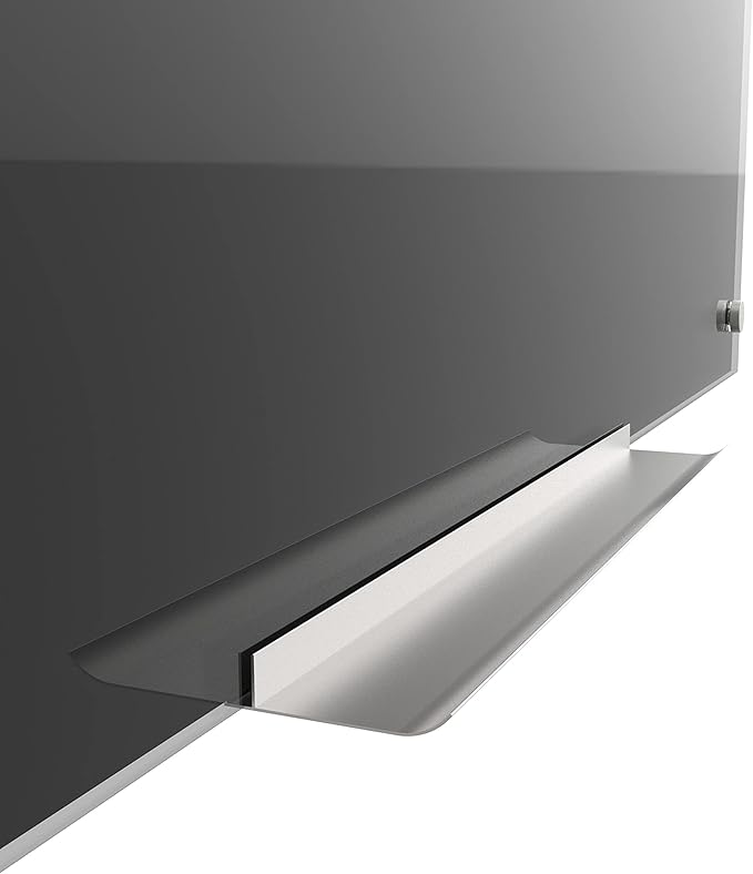 U Brands Glass Dry Erase Board, 48" x 96" Inches, Black Non-Magnetic Surface, Frameless