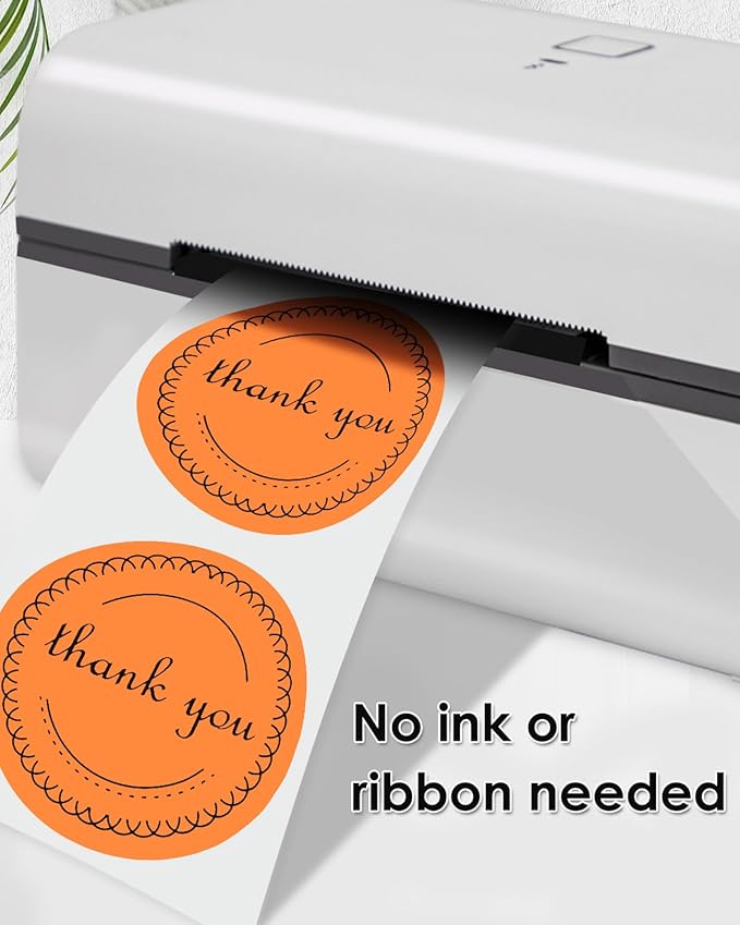 iEager 3 Inch Circle Thermal Sticker Labels, Self-Adhesive Round Direct Thermal Label, Multi-Purpose Roll Thermal Stickers, 500 Labels, Orange