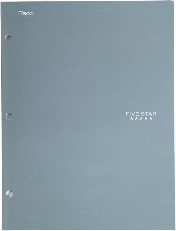 Five Star 4 Pocket Folder, 2 Pocket Folder Plus 2 Additional Pockets, Gray (72103)