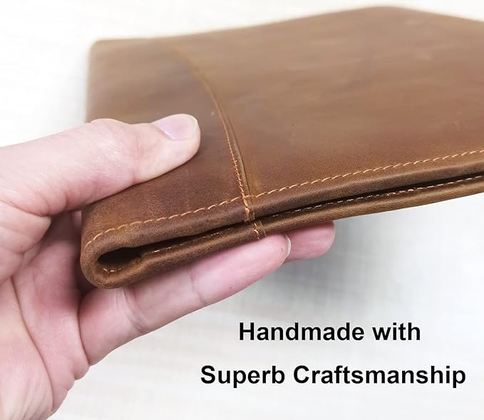 Leather Portfolio for Men, Personalized Leather Padfolio for Women, Genuine Leather Resume Folder Notepad Holder for A4/Pad, Folio Document Organizer, Legal Pad Business Portfolio Organizer