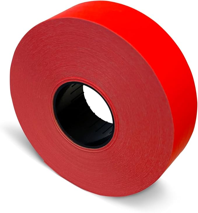 Fluorescent Red Labels for Monarch Pricemarker Easy-Load 1131 One-Line Pricing Gun – One Roll (2500 Labels)