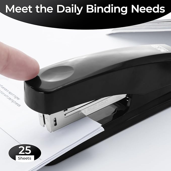 M&G Desktop Stapler with 100 Staples and Remover, 25 Sheet Capacity, Two Binding Modes, Basic Stapler for Office School Home, Black