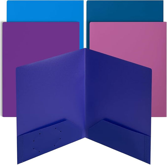 Mr. Pen- Plastic Folders with Pockets, 5 pcs, Aesthetic File Folder with Business Card Slot, 2-Pocket Folder, Back to School, Office, Filing Supplies