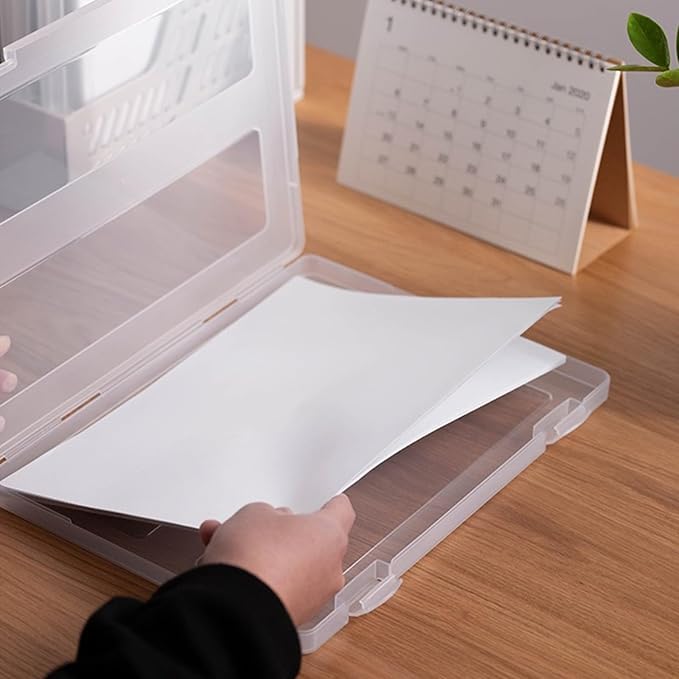 5 Pack Plastic Project Case for Letter File, Trasparent Scrapbook Paper Storage Box Slim Document Holder Organizer for Magazine, Office Supplies, School