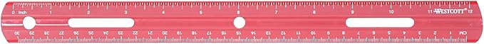 Westcott Plastic Ruler, 12 Inches/30 Centimeters, Red (16016)