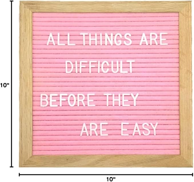Felt Board Felt Letter Board, 10 x 10 inch Message Board Word Board Letter Board Sign Bulletin Board Letters, Pregnancy Announcements Baby Announcement Sign, Valentines Day Gifts for Her Letterboard (Pink)